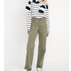 Women's Olive Hi-Waist Wide Leg Jeans